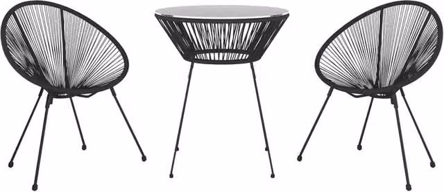 Berkfield Home Timeless 3 Piece Garden Dining Set in Black Rattan and Glass – 1