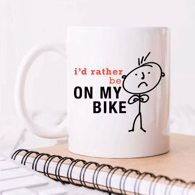 60 Second Makeover Limited I'd Rather Be On My Bike Ceramic Mug, White