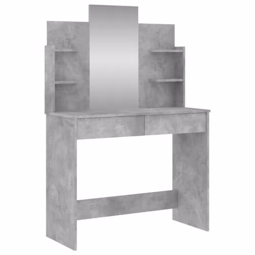 vidaXL Modern Dressing Table with Mirror in Grey, W: 96 cm, D: 39 cm, H: 142 cm – 1