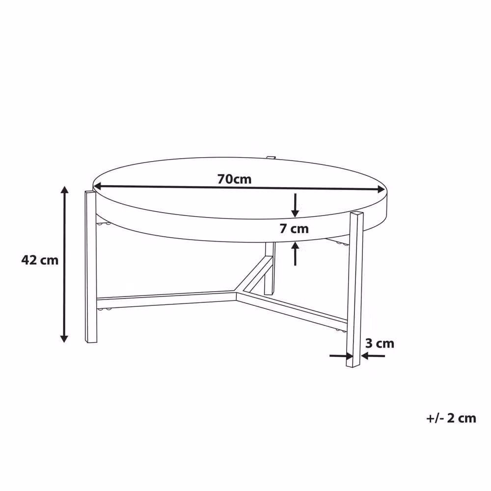 Wyld and Coco Industrial Round Coffee Table with Grey Concrete Effect Top and Black Metal Legs, Diameter: 70 cm, Height: 42 cm – 4
