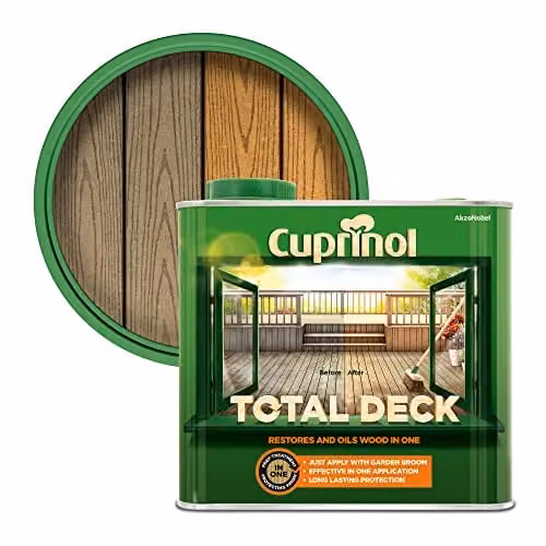 Cuprinol Total Deck Restore and Oil Wood Clear Transparent Water Based 2.5 l