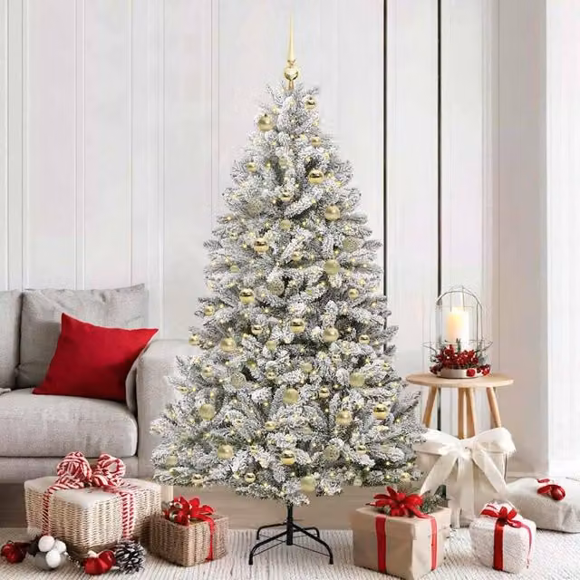 Berkfield Home Artificial Christmas Tree in Green and White, Height: 180 cm