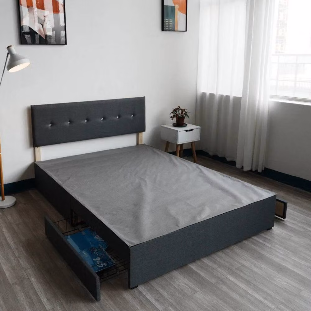 FLAVORA Super King Fabric Bed Frame with Crystal Headboard in Grey, W/D/H: 200 x 200 cm – 3