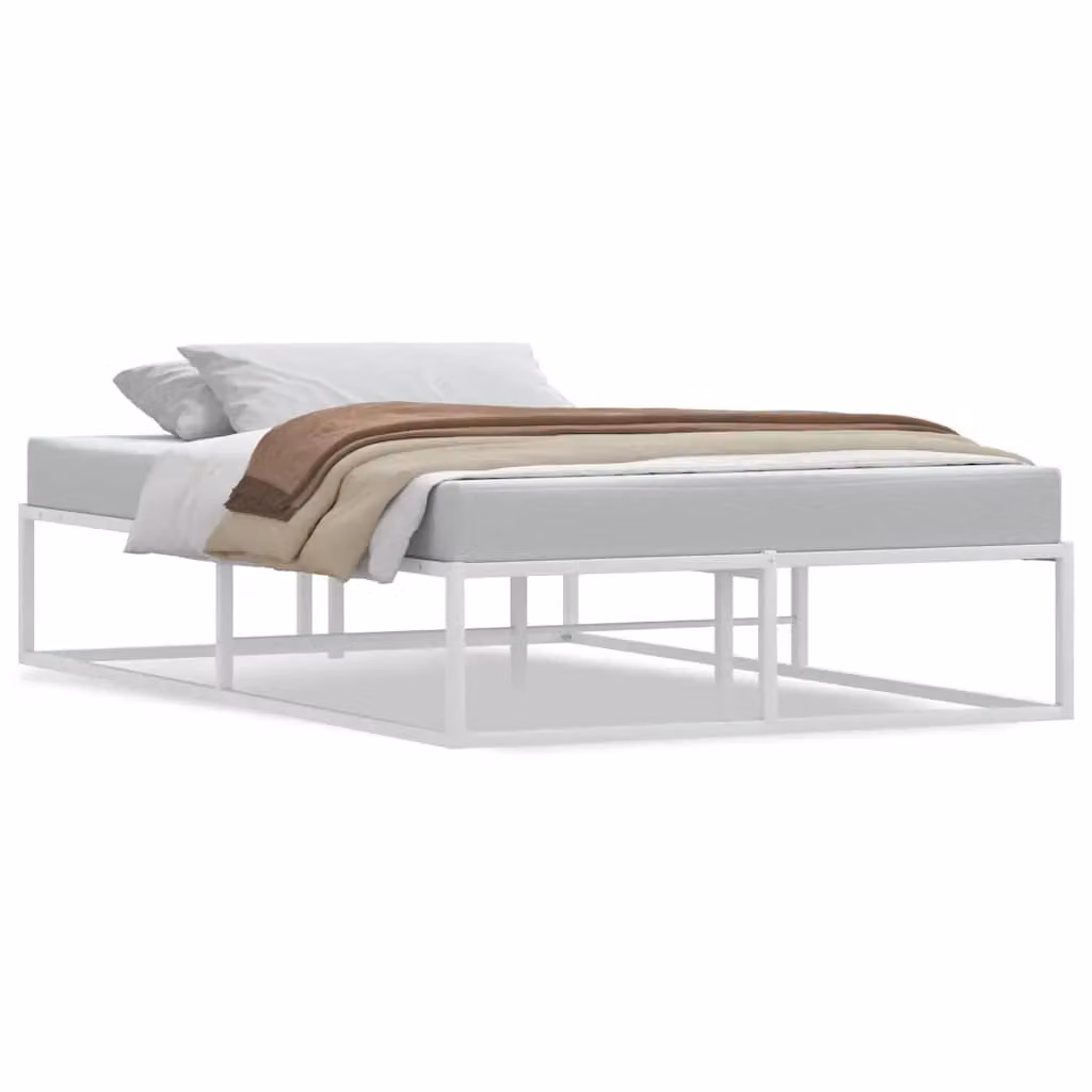 Berkfield Home Metal Bed Frame in White, Small Double, W/D/H: 120 x 200 cm – 2