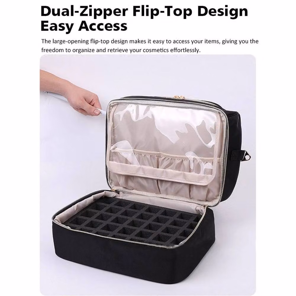 VOGREX Black Fabric Nail Polish Storage Bag and Organiser Case – 5