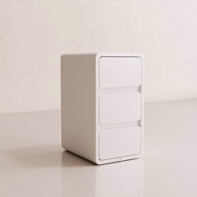 YQJJGL 3-Tier White Solid Wood Nightstand with Drawers, W/D/H: 30 x 30 x 60 cm – 1