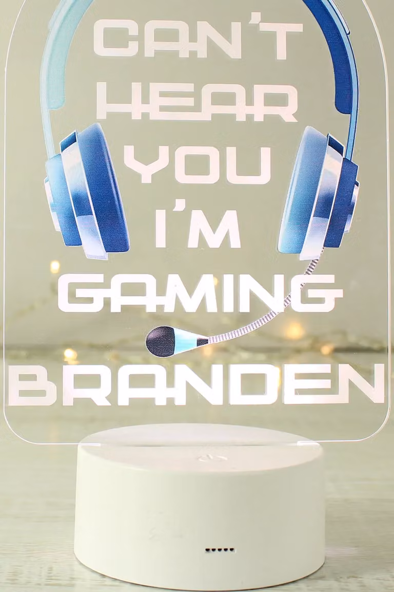 Personalised Memento Company Men's Blue Gaming LED Colour Changing Light in Clear, W: 19.0 cm, H: 13.5 cm