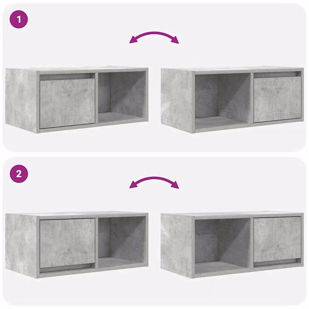 Berkfield Home Set of 2 TV Cabinets in Concrete Grey, W/D/H: 60 x 31 x 25.5 cm – 4