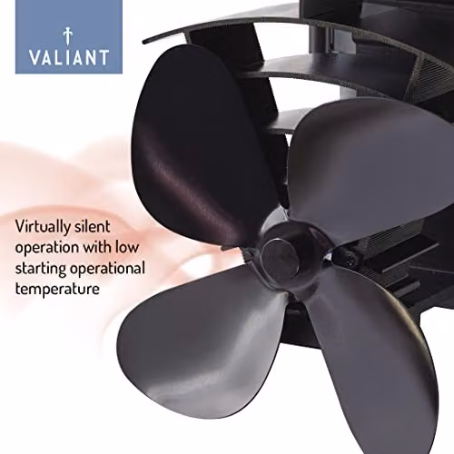 Vaillant Remora Magnetic Flue Pipe Heat Powered Stove Fan, Black, 200 mm – 5