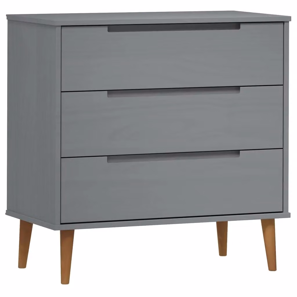 Berkfield Home MOLDE Grey Solid Wood Pine Drawer Cabinet W/D/H: 80 x 40 x 80 cm – 2