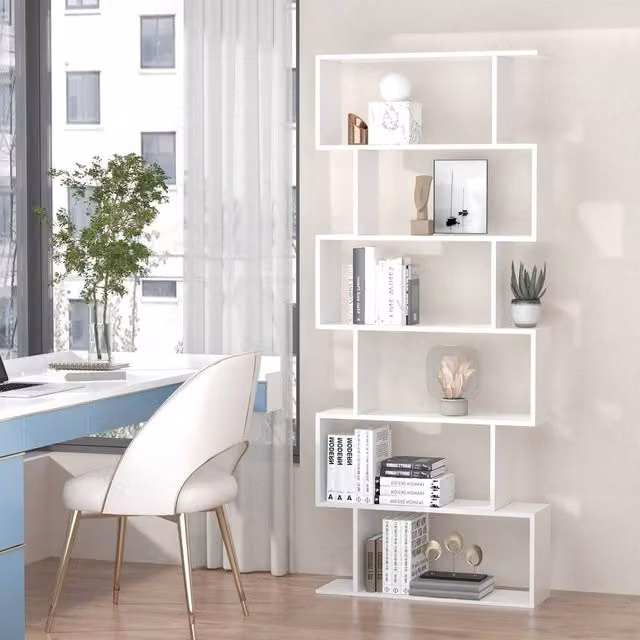FORGEVIO Modern 6-Tier S-Shape Storage Display Stand in White