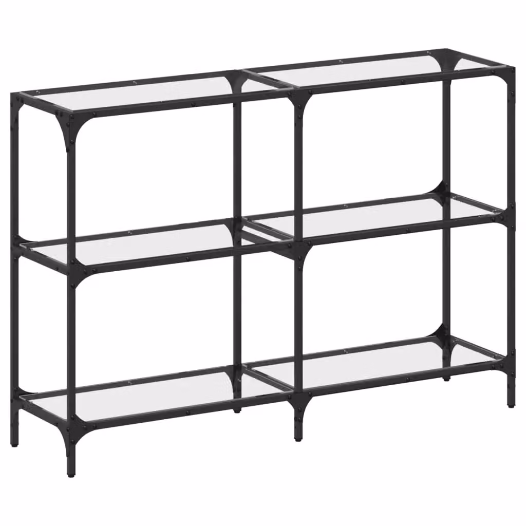Berkfield Home Modern Console Table with Transparent Glass Top and Grey Steel Frame, W/D/H: 118.5 x 30 x 81 cm – 2