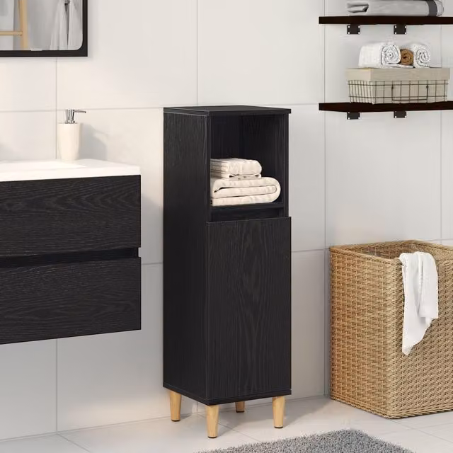 Berkfield Home Black Oak Bathroom Cabinet W/D/H: 30 x 30 x 100 cm – 1