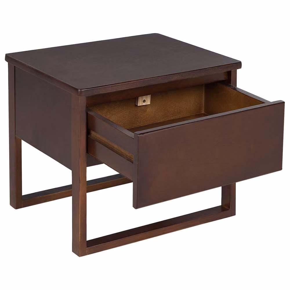Wyld and Coco Dark Pine Bedside Table with Drawer, Brown, W: 50 cm, D: 41 cm – 4