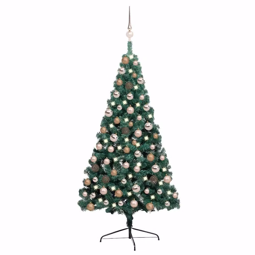 Berkfield Home Green Artificial Half Pre-lit Christmas Tree with Ball Set, Height: 120 cm – 1