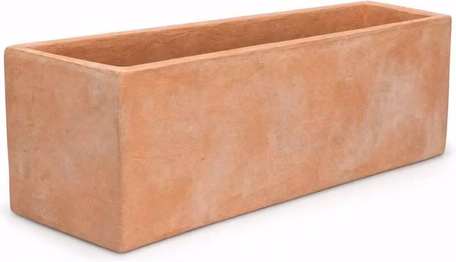 Rustic Terracotta Clay Trough Planter in Brown and Orange, W: 68 cm, D: 24 cm, H: 22 cm