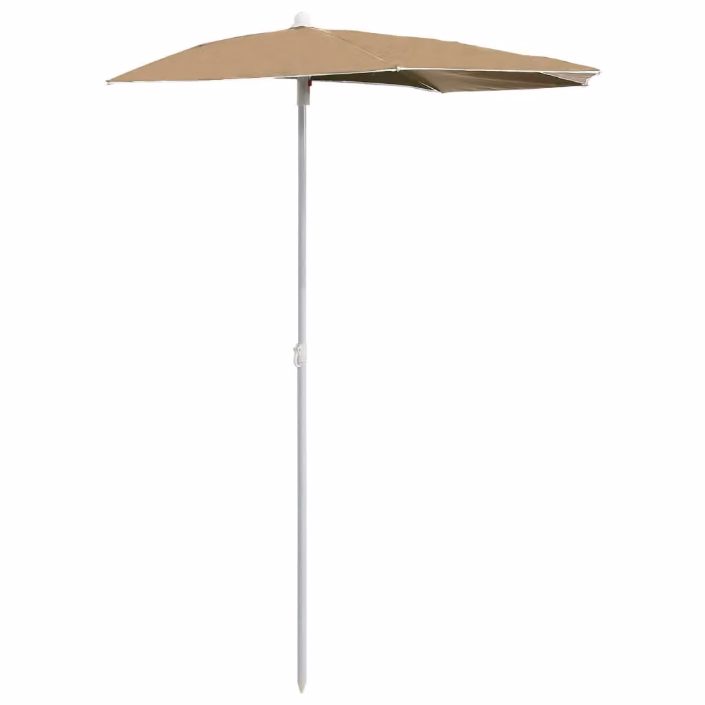 Berkfield Home Garden Half Parasol with Pole, Beige, W: 180 cm, D: 90 cm – 2