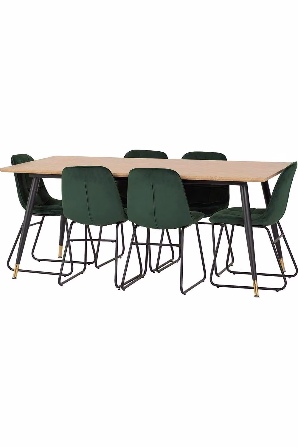 Seconique Hamilton 180cm Rectangular Dining Table and 6 Lukas Green Velvet Chairs Set – 2