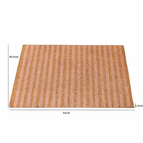 Melody Maison Pink Striped Coir Door Mat with Rubber Edge, W/D/H: 61.0 x 40.5 x 1.5 cm – 2