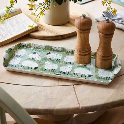 Ulster Weavers Woolly Sheep Green Melamine Serving Tray W: 39 cm, D: 17 cm, H: 2.5 cm – 4