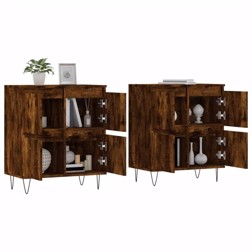 Berkfield Home Set of 2 Smoked Oak Sideboards in Brown Engineered Wood – 3