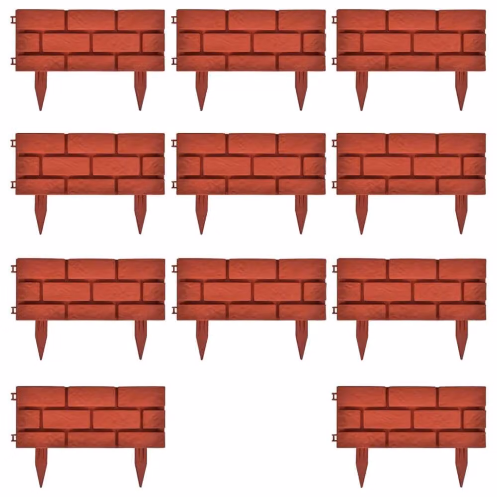 Berkfield Home Red Brick Design Plastic Lawn Divider, 11 Pieces – 6