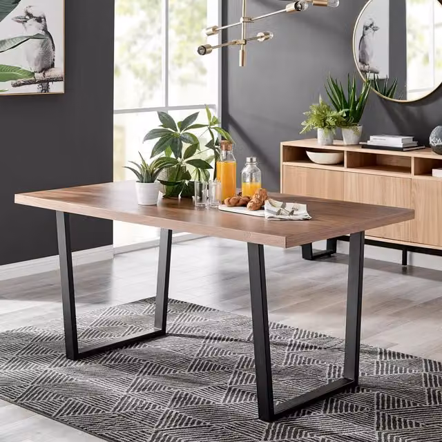 FurnitureboxUK Kylo 160cm Rectangular 6-Seater Dining Table in Brown and Black
