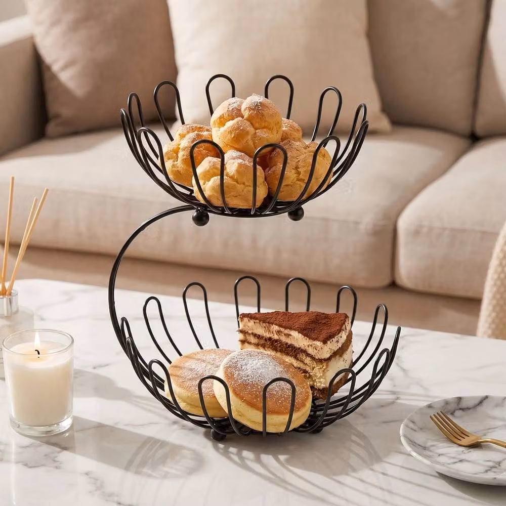 Havendro 2 Tier Metal Wire Fruit and Vegetable Storage Basket in Black – 5