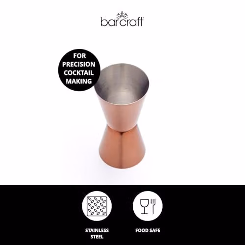 BarCraft Stainless Steel Dual Cocktail Jigger and Spirit Measure with Copper Finish, 25ml and 50ml – 2
