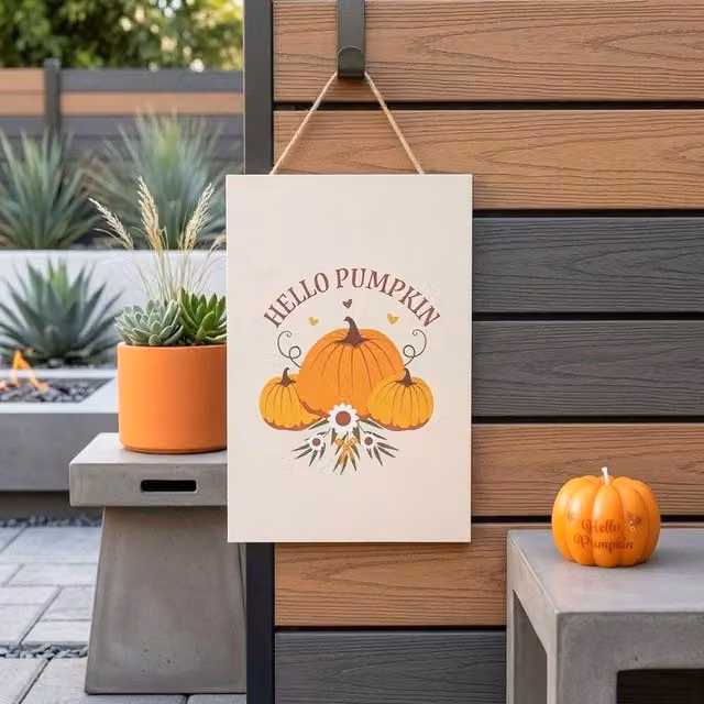 Garden Greatness Hello Pumpkin Hanging Harvest Decoration, Multicolour Autumn Pendant