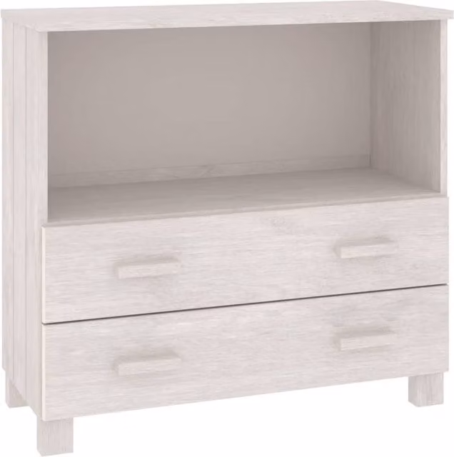 Berkfield Home Hamar White Sideboard in Solid Pine Wood, W/D/H: 85 x 35 x 80 cm