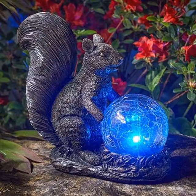 Garden Mile Squirrel LED Solar Garden Ornament in Grey