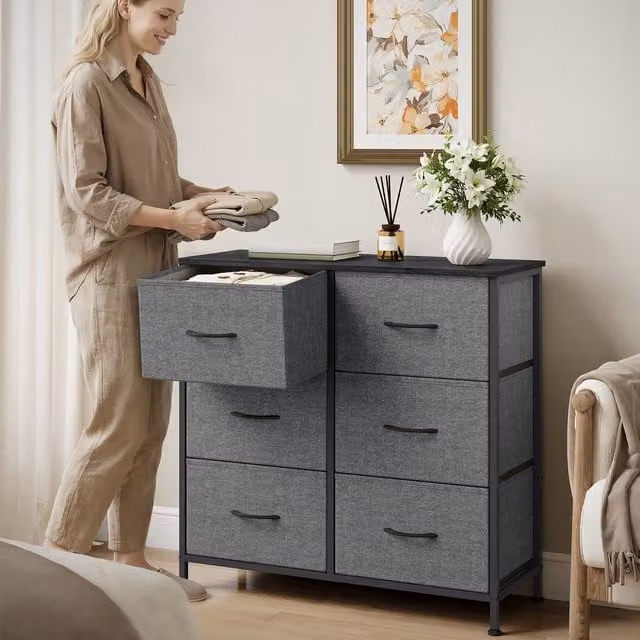SONGMICS Modern Grey Freestanding Chest of Drawers