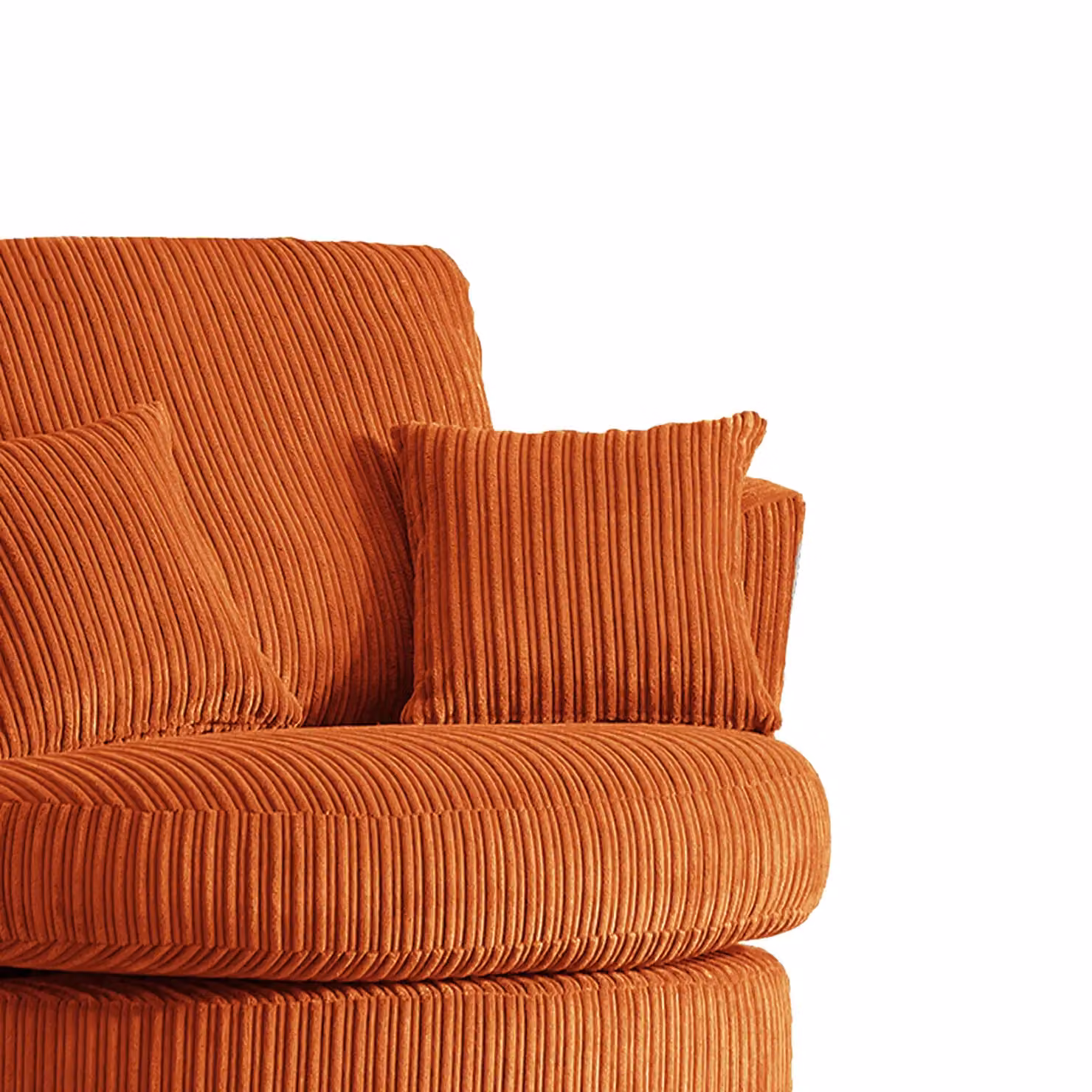 Furnishings For Less UK Luxor Jumbo Cord Fabric Single Seater 360 Degree Swivel Chair in Orange – 2