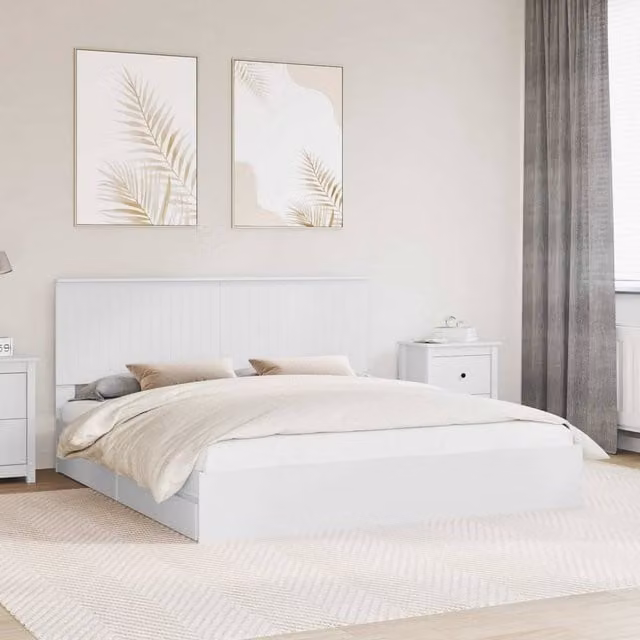 Berkfield Home Modern Storage Bed with Headboard and Drawers in White, W/D/H: 180 x 200 cm, Engineered Wood