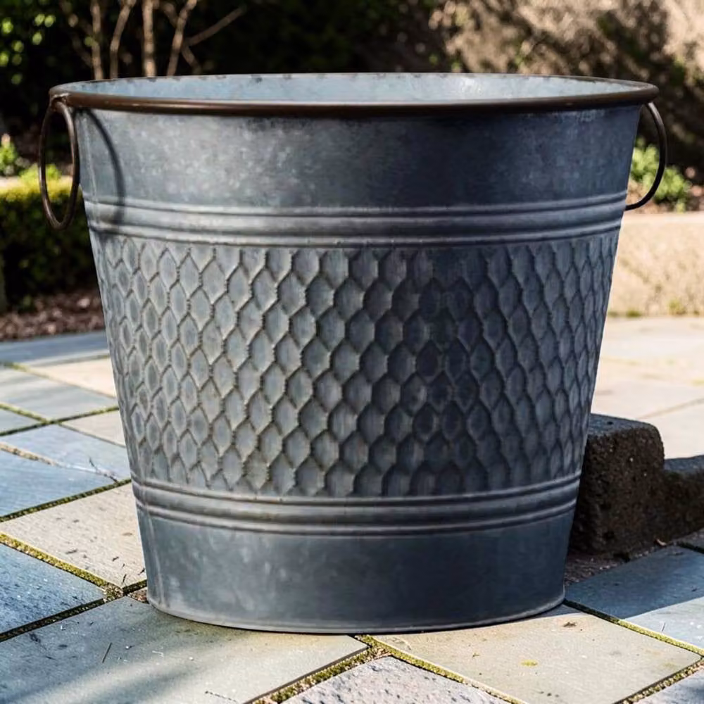 Four Candle Satchville Round Zinc Honeycomb Planter in Grey – 3