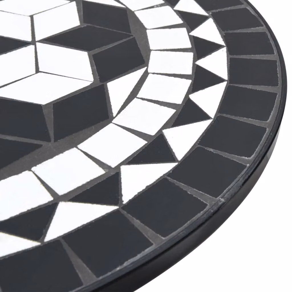 Berkfield Home Mosaic Bistro Table in Black and White Ceramic and Metal, W: 50 cm, D: 70 cm, H: 50 cm – 4