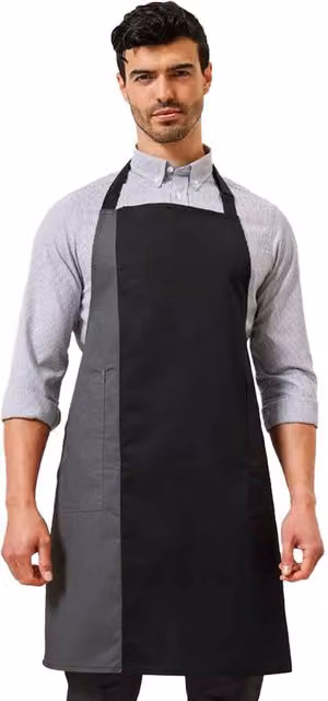 Premier Contrast Bibbed Full Apron in Black