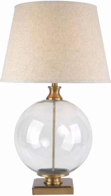Hill Interiors Orb Glass Table Lamp in Beige with Gold/Brass Details