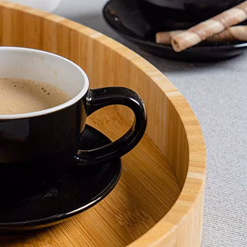 Argon Tableware Black Stoneware Cappuccino Cup and Saucer Set, 250ml – 3