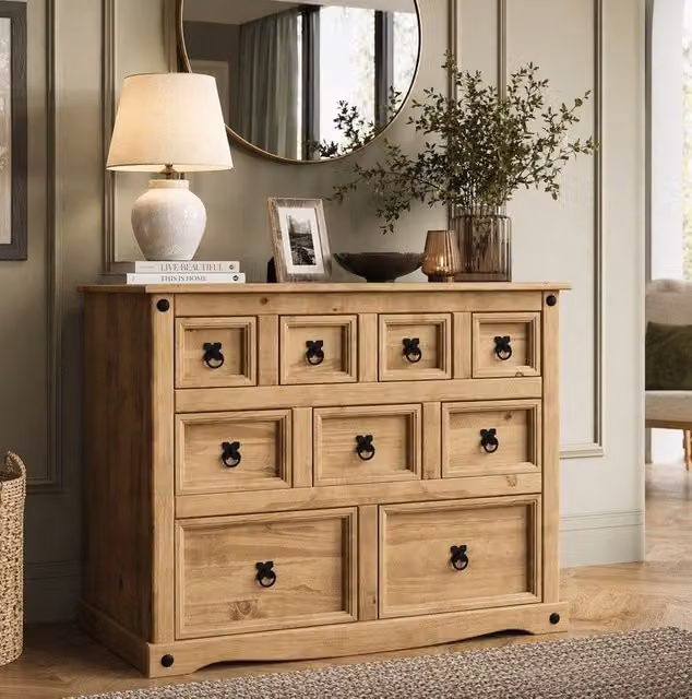 Vida Designs Corona Solid Wood Merchant Chest with 9 Drawers in Brown and Black – 1