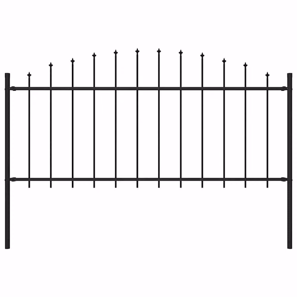 Berkfield Home Durable Steel Garden Fence with Spear Top in Black – 2
