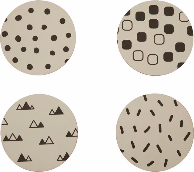 Maison by Premier Mimo Set of 4 Round Cork Coasters in Black and White