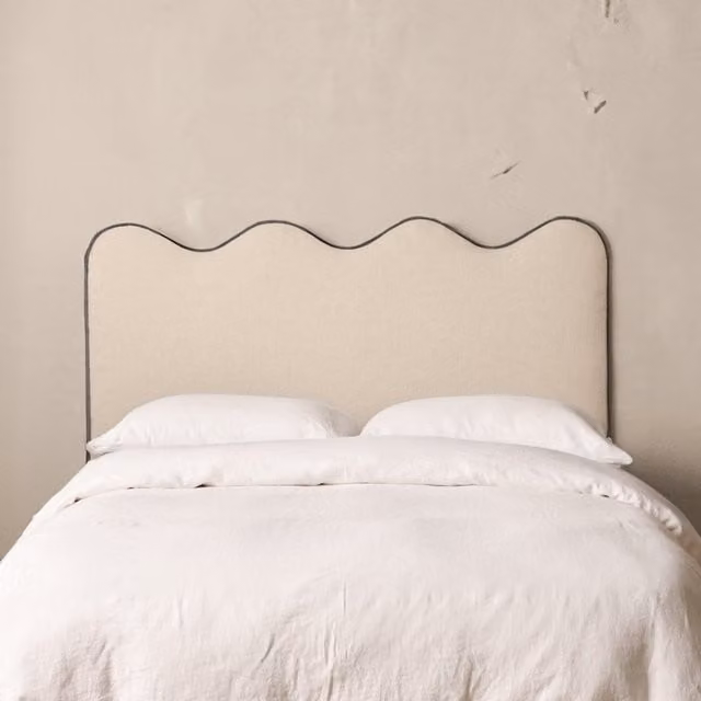 Casani Louis Boucle Upholstered Bed Frame in Beige and Orange, 180 x 200 cm