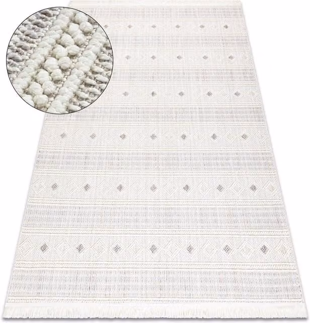 RugsX Nano Geometric Rug in White, W: 160 cm x D: 220 cm