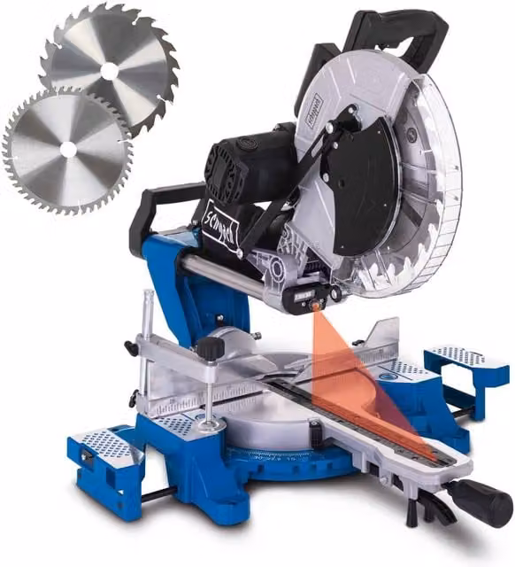 Scheppach HM140L 305mm Sliding Compound Mitre Saw, Blue