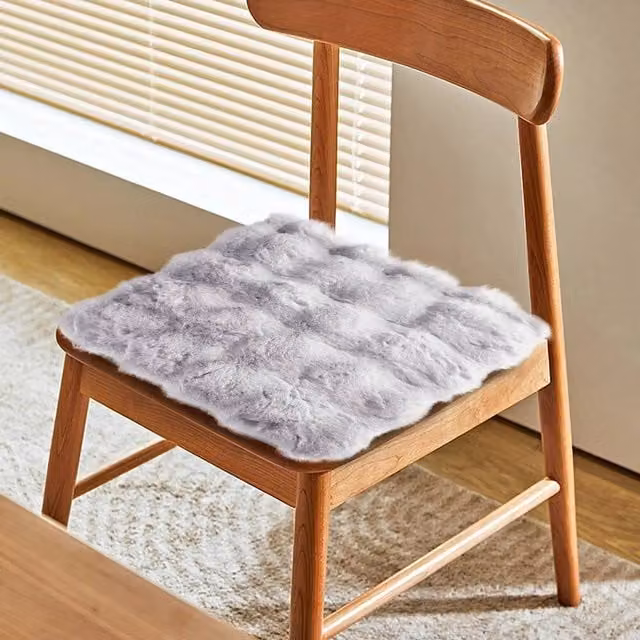 PAWNORA Grey Faux Fur Square Cushion Pad with Non-Slip Foam, W/D/H: 40 x 40 x 5.08 cm