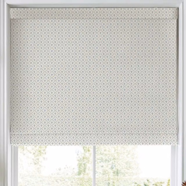 Laura Ashley Kate Made to Measure Blackout Roman Blind in Pale Seaspray Blue Floral Textile