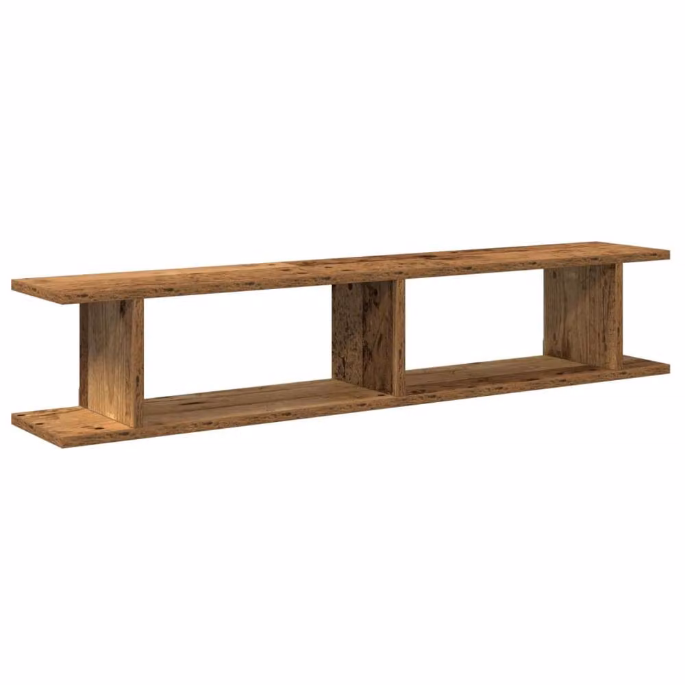 Berkfield Home Set of 2 Wall Mounted Shelves in Old Wood Brown, W/D/H: 105 x 20 x 18 cm – 4