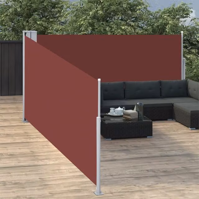 Berkfield Home Retractable Brown Polyester Side Awning W/D/H: 100 x 1000 x 100 cm